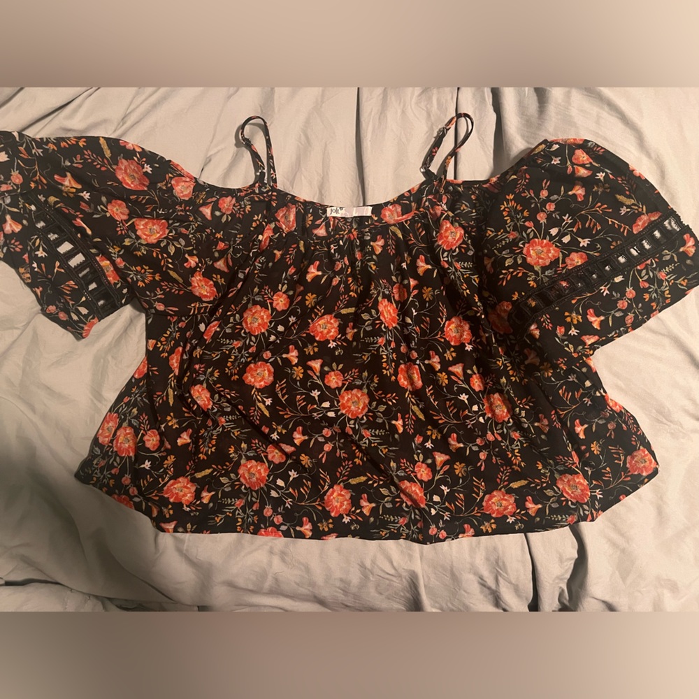 Jolt Black and Orange Floral Blouse